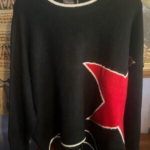 Vince Camuto Black Sweater with Red Star Accent